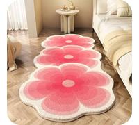 Genérico Soft Irregular Flower Pattern Rug - Velvet Colorful Flower Rug with Wavy Edges, Cute Non-Slip Flowerrugs, For The Bedroom, Bathroom and Living Room (Pink 2,40 * 60cm)