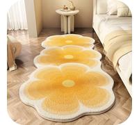 Genérico Soft Irregular Flower Pattern Rug - Velvet Colorful Flower Rug with Wavy Edges, Cute Non-Slip Flowerrugs, For The Bedroom, Bathroom and Living Room (Yellow 2,50 * 120cm)