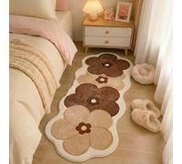 Genérico Soft Irregular Flower Plush Rug for Bedroom, Non-Slip Wavy Floral Mat, Cute Scalloped Carpet for Kids Room Nursery Living Room, Washable Absorbent Faux Cashmere (Coffee Style 1,50×160cm)