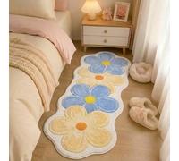 Genérico Soft Irregular Flower Plush Rug for Bedroom, Non-Slip Wavy Floral Mat, Cute Scalloped Carpet for Kids Room Nursery Living Room, Washable Absorbent Faux Cashmere (Purple Style,50×160cm)