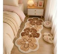 Genérico Soft Irregular Flower Plush Rug for Bedroom, Non-Slip Wavy Floral Mat, Cute Scalloped Carpet for Kids Room Nursery Living Room, Washable Absorbent Faux Cashmere (Coffee Style 3,80×120cm)