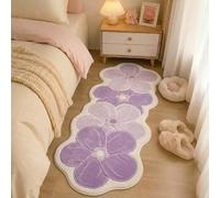 Genérico Soft Irregular Flower Plush Rug for Bedroom, Non-Slip Wavy Floral Mat, Cute Scalloped Carpet for Kids Room Nursery Living Room, Washable Absorbent Faux Cashmere (Purple Style,80×120cm)