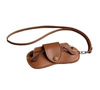 Genérico Soft Leather Sunglasses Bag, PU Glasses Case, 19.69 inches Ultra Slim Portable Eyewear Holder with Wrist Strap Button Clip, Lightweight Organizer Pouch for Kids and Adults