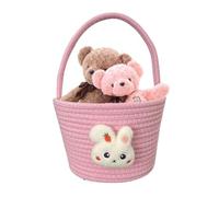 Genérico Soft Plush Easter Basket, Bunny Candy Container, 9.06x7.09x6.3 inches Large Capacity Storage with Carry Handle, Easter Party Basket with Cute Design, Bunny Treat Holder for Kids Egg Hunt