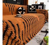 Genérico Soft Plush Non-Slip Couch Cover, Full Coverage Striped Pet Friendly Sofa Slipcover, Thicked Washable Fluffy Furniture Protector for 1-4 Cushion Couch (C,70.9 * 133.9in)