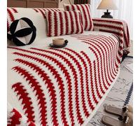 Genérico Soft Plush Non-Slip Couch Cover, Full Coverage Striped Pet Friendly Sofa Slipcover, Thicked Washable Fluffy Furniture Protector for 1-4 Cushion Couch (D,70.9 * 181.1in)