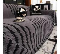 Genérico Soft Plush Non-Slip Couch Cover, Full Coverage Striped Pet Friendly Sofa Slipcover, Thicked Washable Fluffy Furniture Protector for 1-4 Cushion Couch (A,70.9 * 149.6in)