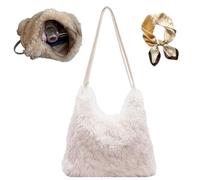 Genérico Soft Shoulder Bag Winter Fall Warm Backpack, Women's Large Capacity Plush Tote Bag, Convertible Cozy Elegant Crossbody