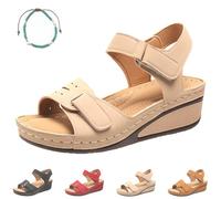 Genérico Soft & Stylish Wedge Sandals for Effortless Comfort, Most Comfortable Dressy Sandals, 2025 Leather Orthopedic Walking Platform Sandal Women (Apricot,39)