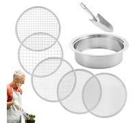 Genérico Soil Sifter - Stainless Steel 20.3x24cm | Garden Sieve, Sand Sifter with 5 Replaceable Mesh Screens | 1 3 6 9 12mm Potting Sieve Set For Sand Rocks Dirt Compost Stones Use