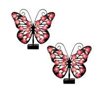 Genérico Solar Butterfly Wall Light for Outdoor Decor, Solar Butterfly Garden Light, Weatherproof Metal Silhouette for Patio, Fence, Yard Art and Gift for (pink*2)