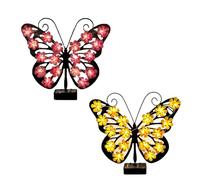 Genérico Solar Butterfly Wall Light for Outdoor Decor, Solar Butterfly Garden Light, Weatherproof Metal Silhouette for Patio, Fence, Yard Art and Gift for (Yellow, pink)