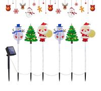 Genérico Solar Christmas Decorations, Solar Christmas Figurine Lights, 6 Pieces Waterproof Snowmen Santa Claus Garden Stakes For Outside Lawn Patio Walkway Ground