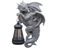Genérico Solar Dragon Garden Statue, Whimsical Dragon Figurine with Hanging Lantern, Decorative Solar Lamp for Lawn Balcony Pathway Yard Patio Night Light, 6.89x2.95x9.65 Inches