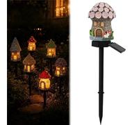 Genérico Solar Fairy-Tale Mushroom Cottage Garden Light, Waterproof LED Outdoor Mushroom House Statue Decor Lamp, Whimsical Auto On/Off Landscape Pathway Light for Patio Lawn Backyard Décor