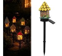 Genérico Solar Fairy-Tale Mushroom Cottage Garden Light, Waterproof LED Outdoor Mushroom House Statue Decor Lamp, Whimsical Auto On/Off Landscape Pathway Light for Patio Lawn Backyard Décor