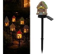 Genérico Solar Fairy-Tale Mushroom Cottage Garden Light, Waterproof LED Outdoor Mushroom House Statue Decor Lamp, Whimsical Auto On/Off Landscape Pathway Light for Patio Lawn Backyard Décor