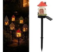 Genérico Solar Fairy-Tale Mushroom Cottage Garden Light, Waterproof LED Outdoor Mushroom House Statue Decor Lamp, Whimsical Auto On/Off Landscape Pathway Light for Patio Lawn Backyard Décor