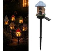 Genérico Solar Fairy-Tale Mushroom Cottage Garden Light, Waterproof LED Outdoor Mushroom House Statue Decor Lamp, Whimsical Auto On/Off Landscape Pathway Light for Patio Lawn Backyard Décor