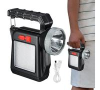 Generico Solar Flashlight, Rechargeable Handheld Torch, 4.88x5.59 Inches Portable Compact Outdoor Lighting Tool for Hiking, Fishing, Camping, Tent Use, Emergencies and Night Travel