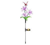 Genérico Solar Garden Lights - Lily Flower Hummingbird Realistic | Outdoor Decorative LED Stake Lights Waterproof for Balcony, Driveway, Walkway, Backyard, Landscape or Accent Lighting
