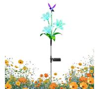 Genérico Solar Garden Lights - Lily Flower Hummingbird Realistic | Outdoor Decorative LED Stake Lights Waterproof for Balcony, Driveway, Walkway, Backyard, Landscape or Accent Lighting