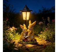 Genérico Solar LED Bunny Figurine Lamp, Garden Outdoor Decor Rabbit Family Statues with Light, Resin Rabbits Lantern Ornaments for Patio Yard Lawn, Birthday for Mom Grandma