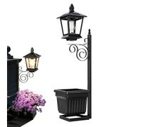 Genérico Solar Light Post With Planter - Integrated Outdoor Lantern, 2-in-1 Garden Focal Point Style, Height Adjustable Stand, Heavy 1620g Mass, Reinforced Wrought Iron Metal, For Garden Patio & Deck
