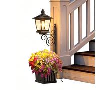 Genérico Solar Light With Planter Box - Outdoor Solar Lamp Flower Pot Design, Plant Pot Pathway Light With Built-in Planter, Waterproof Warm White Decorative Garden Lights For Patio Porch