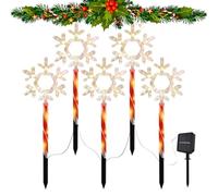 Generico Solar Navidad de - Lámparas de exterior impermeables de nieve | Postes de jardín LED | Juego de 5 unidades, amarillo cálido, para invierno, , Año Nuevo y césped