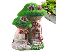 Genérico Solar Night Light Resin Ornament | Mushroom Or Flower House, 13.5-16.5cm Tall | LED Fairy House For Garden, Patio & Yard Decor | Solar Powered Glowing Cottage For Outdoor Landscape & Pathway