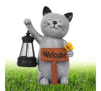 Genérico Solar Outdoor Statues, Solar Garden Figurine Lights, Multicolor Cute Cat Garden Art,18x14x10cm Adorable Solar Elephant Garden Figurine for Resin, Patio Ornaments