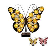 Genérico Solar Outdoor Wall Decor Lights Butterfly, Waterproof Outdoor Metal Solar Garden Lights(Butterfly), 18 Warm LED Flowers - Weatherproof Metal Silhouette Light for Patio, Fence (Yellow)