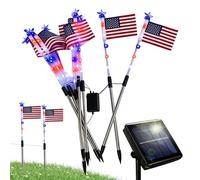 Genérico Solar Pathway Lights, Outdoor Garden Lighting, Waterproof Solar Lamps, Red White Blue Flag Decorative, Energy Saving Auto On Off Dusk Dawn For Garden Patio Yard Porch Deck 5.71x3.94 Inches