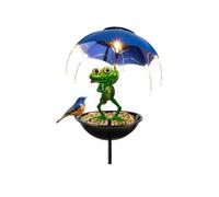 Genérico Solar Powered Frog Garden Decor with LED Umbrella Light and Bird Feeder, Outdoor Yard Art for Garden Pathway, Nighttime Decoration for Patio and Lawn (1PCS)
