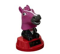 Genérico Solar Powered Horse Head Car Figurine, Cute Wobble Dashboard Animal Ornament For Vehicle Interior Decoration, Fun Moving Desk Decor For Car Truck SUV Office Home Shelf Display