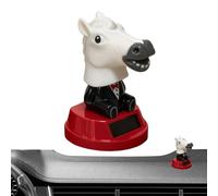 Genérico Solar Powered Horse Head Car Figurine, Cute Wobble Dashboard Animal Ornament For Vehicle Interior Decoration, Fun Moving Desk Decor For Car Truck SUV Office Home Shelf Display