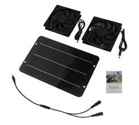 Genérico Solar Powered Outdoor Fan, Double Powered Dog Houses, Quiet Lightweight Air Exhaust Device, Monocrystalline Silicon Panel, Portable 450 g, tamaño 12 x 12 cm, ideal para Backpacking