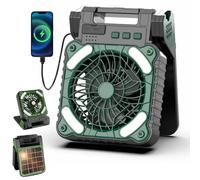 Genérico Solar Powered Portable Camping Fan,USB Rechargeable Cordless Battery Powered Fans with LED Lantern, 90° Adjustable 4 Speeds 8H Timer Quiet Fan,for Travel Outdoor,Fishing,Tent,Picnic