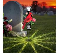 Genérico Solar Red Birds Memorial Stake for Graves,Metal Cemetery Decorations,Garden Stake Light,for Farmhouse Spring Nature Aesthetics Indoor