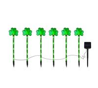 Genérico Solar St Patricks Day Lights, Emerald Glow, Outdoor Solar Stake, Holiday Decoration with Leaf Feature, Waterproof Lantern, Leaf Frame with Radiant Design, Yard Art for Path and Walkway