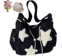 Genérico Solarix Crossbody Bag, Solarix Star Bag, Solarix Bag with Mini Bag, Corduroy Star Tote Bag Y2k Messenger Bag for Women (Black)