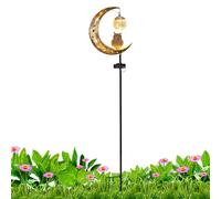 Genérico solarstakelights- Half Moon Lighting Decor With stake- solarlightsOutdoor With Glass Globe Ball | Cracked Glass Sphere Within A Vintage Bronze Crescent Frame, These solarstakelightsProduce