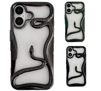 Genérico Solid Color Electroplated Snake-Pattern Phone Case,Cool 3D Snake Hollow Dissipate Heat Phones Cases,Snakes Phone Cases for Iphone16/15/14/13/12/11 Pro MAX