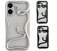 Genérico Solid Color Electroplated Snake-Pattern Phone Case,Cool 3D Snake Hollow Dissipate Heat Phones Cases,Snakes Phone Cases for Iphone16/15/14/13/12/11 Pro MAX