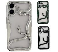 Genérico Solid Color Electroplated Snake-Pattern Phone Case,Cool 3D Snake Hollow Dissipate Heat Phones Cases,Snakes Phone Cases for Iphone16/15/14/13/12/11 Pro MAX