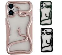 Genérico Solid Color Electroplated Snake-Pattern Phone Case,Cool 3D Snake Hollow Dissipate Heat Phones Cases,Snakes Phone Cases for Iphone16/15/14/13/12/11 Pro MAX