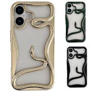 Genérico Solid Color Electroplated Snake-Pattern Phone Case,Cool 3D Snake Hollow Dissipate Heat Phones Cases,Snakes Phone Cases for Iphone16/15/14/13/12/11 Pro MAX