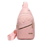 Genérico Solid Color Quilted Fanny Pack, 2025 New Women's Crossbody Bags, Women Casual Large Capacity Bags (Pink)
