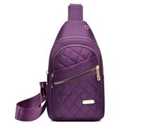 Genérico Solid Color Quilted Fanny Pack, 2025 New Women's Crossbody Bags, Women Casual Large Capacity Bags (Purple)